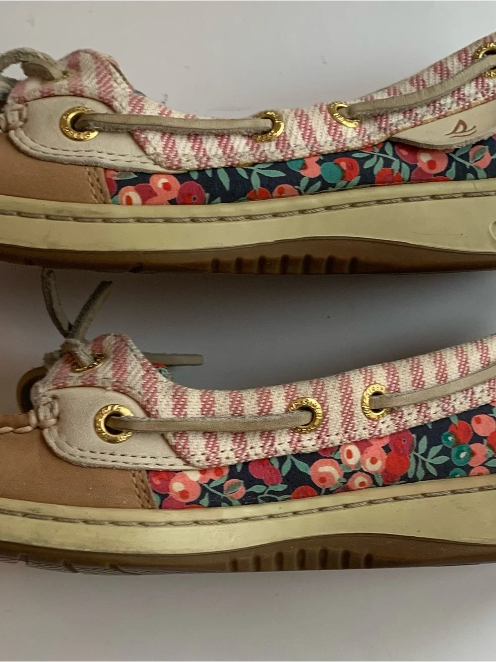 Sperry Woman Topsider Angelfish Stripes Flowers Slip On Boat Shoes